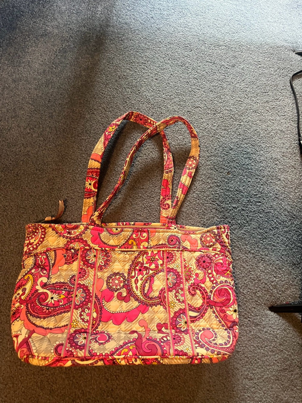 Vera Bradley Quilted Paisley Tote Bag - Pink & Orange